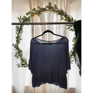 Blue, short sleeve top.